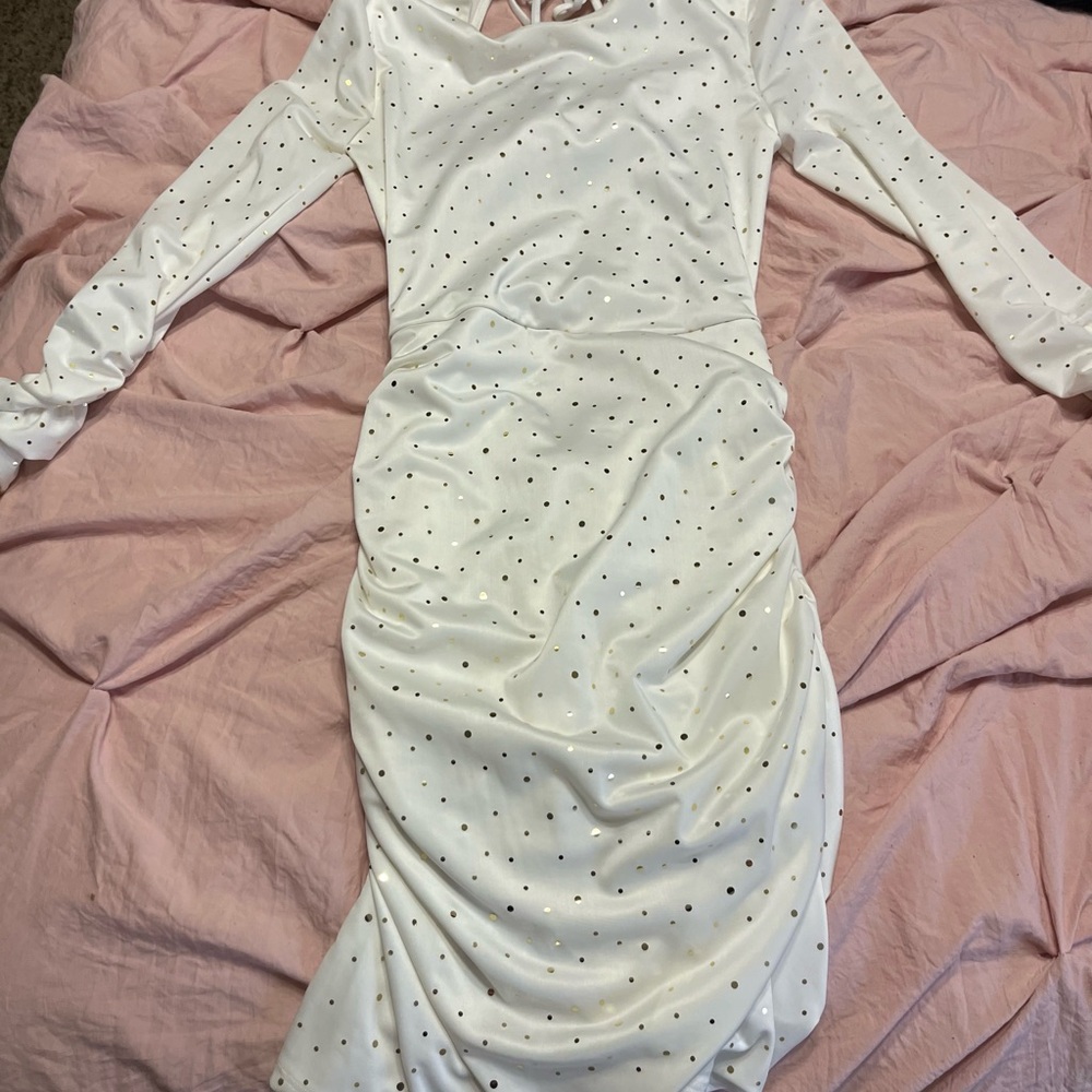 Elegant White Dress with Gold Accents